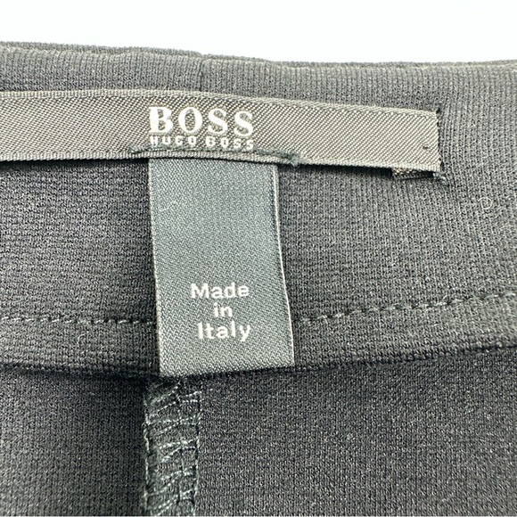 Hugo Boss Black Belted Dress Size Large Short Sleeve Scoop Neck Midi - Picture 5 of 10